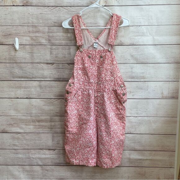 VINTAGE GITANO‎ SHORTS OVERALLS IN CORAL FLORAL PRINT - Picture 1 of 8